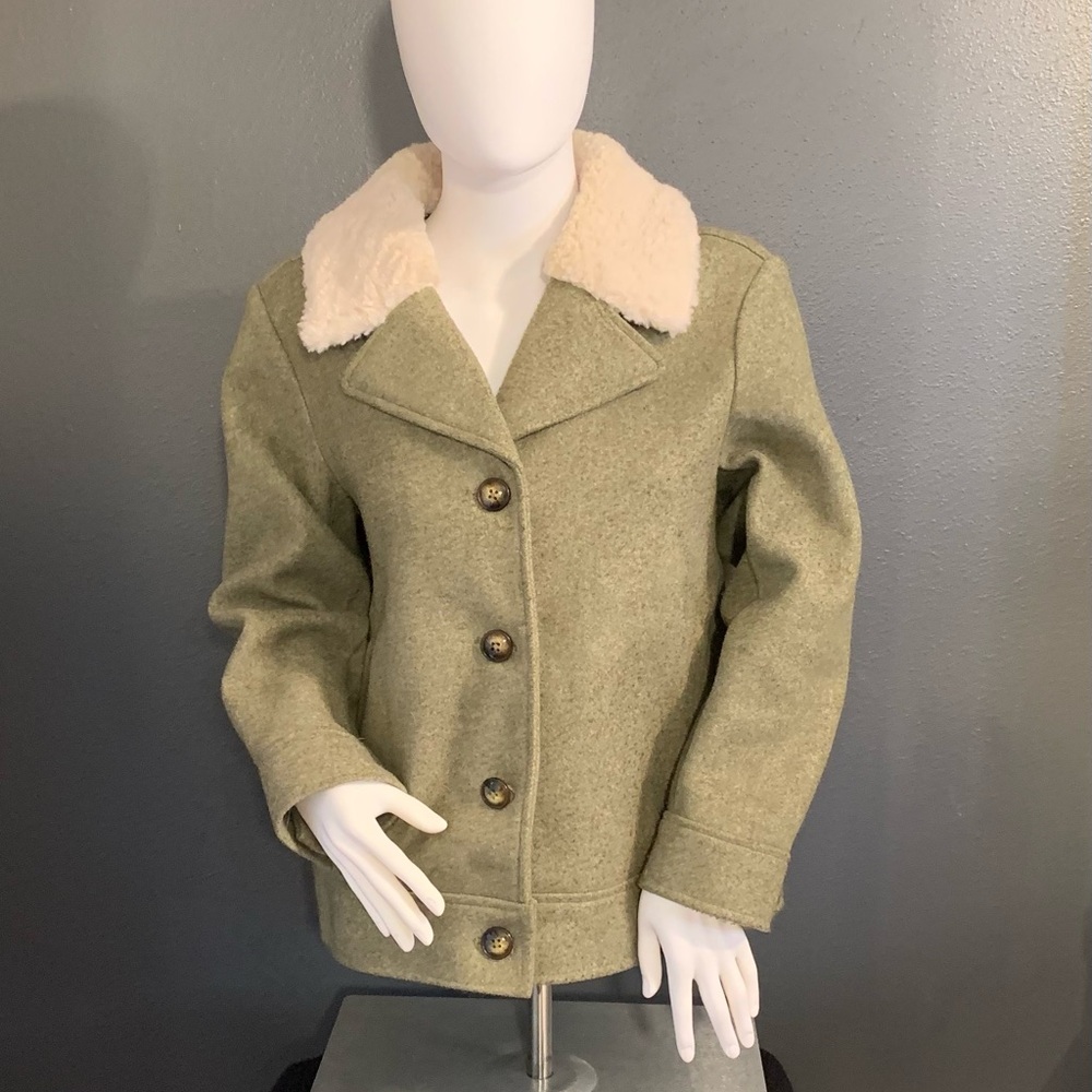 Old Navy Olive Jacket with Cream Collar